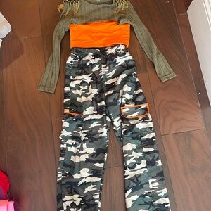 Custom Camouflage Cargo Pants for Kids Hip Hop Costume